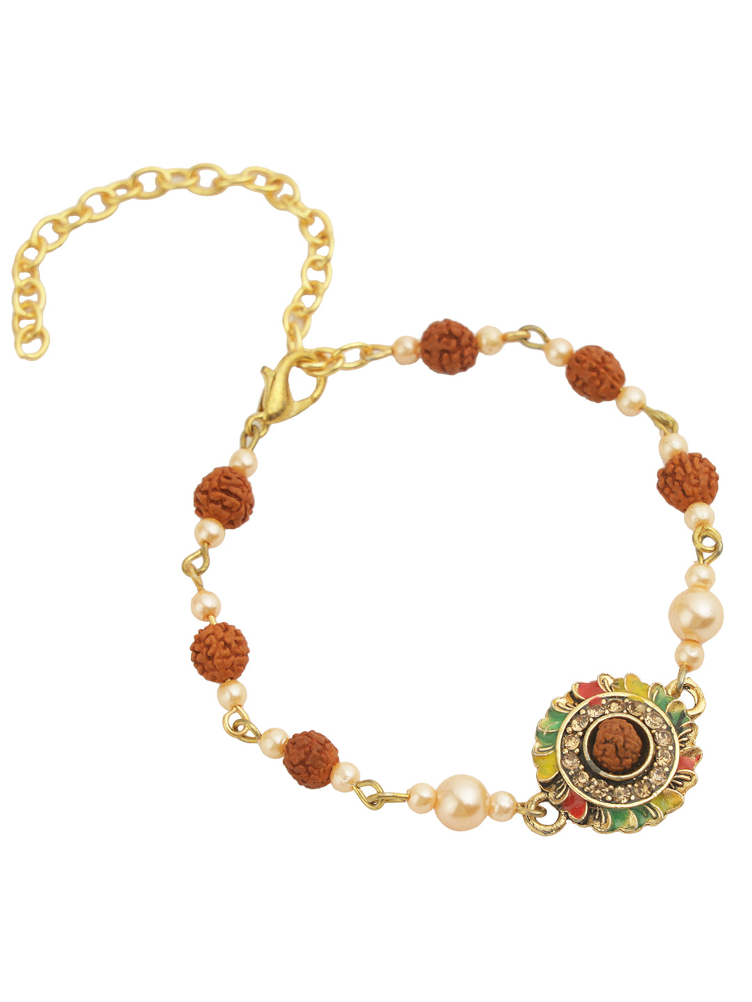 Rudraksh and Pearls Bracelet Rakhi