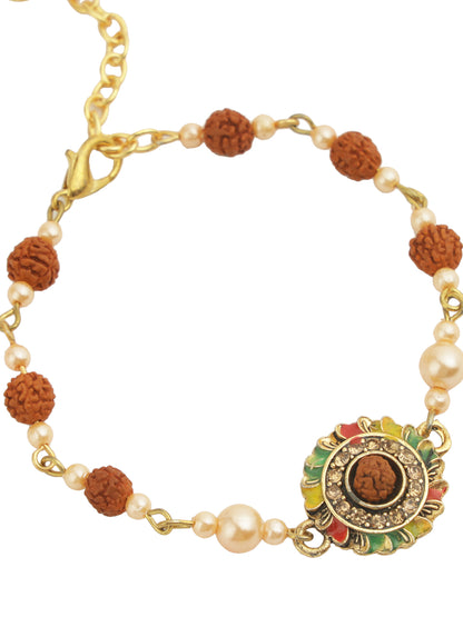 Rudraksh and Pearls Bracelet Rakhi