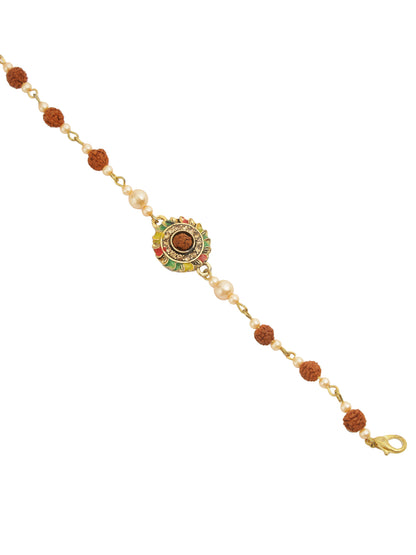 Rudraksh and Pearls Bracelet Rakhi