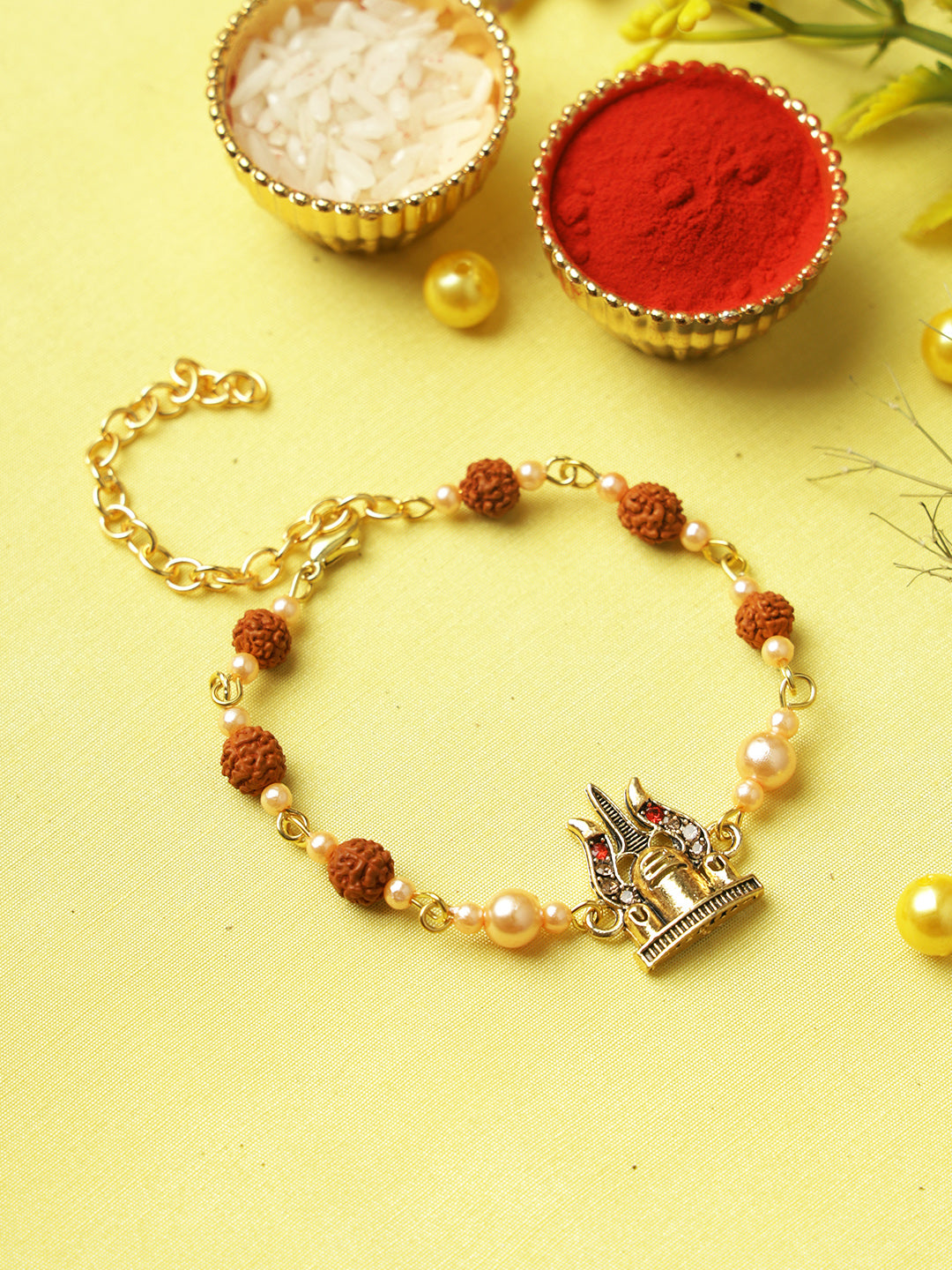 Shiva Trishul with Rudraksh Bracelet Rakhi