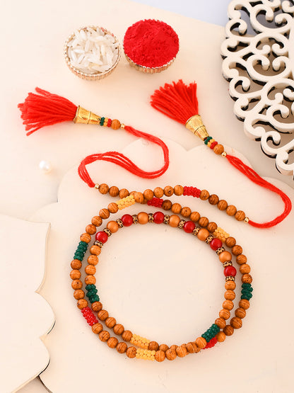 Brown Multibeaded Single Rakhi