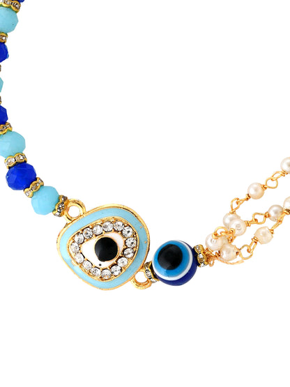 Charming Evil Eye Rakhi with Blue Beads
