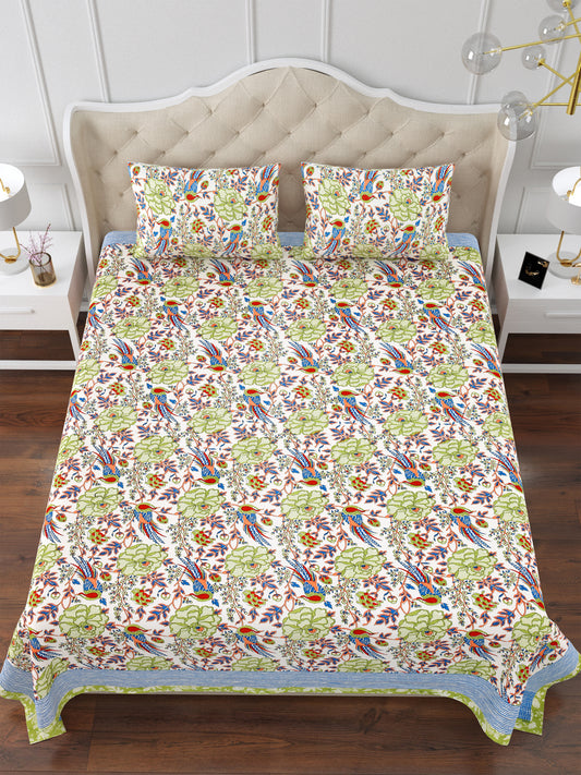 Ranthambore Reminiscence Cotton Double Bedsheet with 2 Pillow Covers