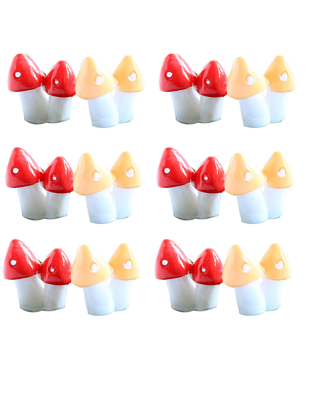 Yellow & Red Toy Mushroom for your Garden Set of 12