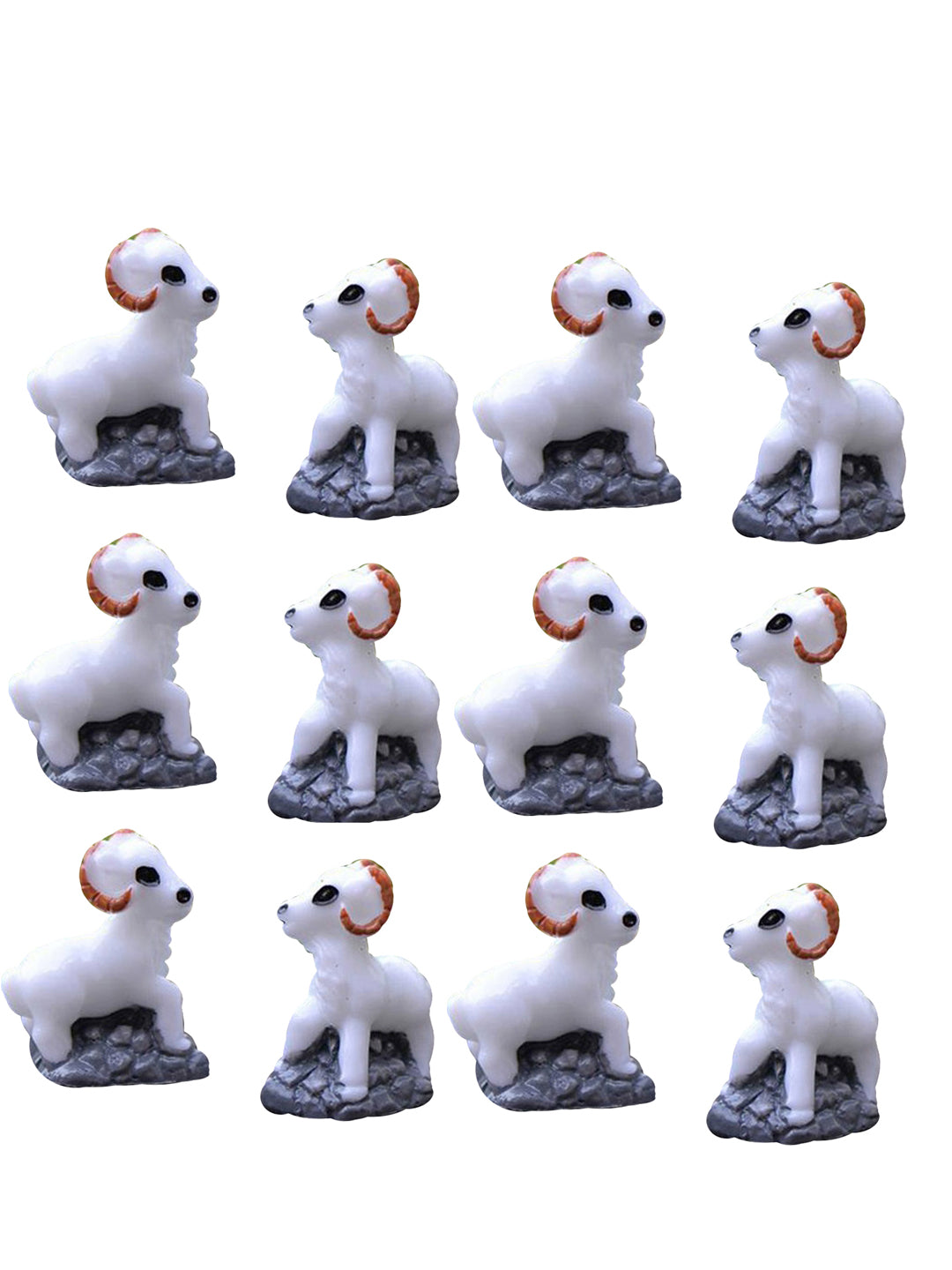 White Toy Snow Sheep Garden Décor Showpiece Set of 12