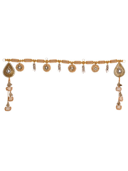 Elegant Golden & Pearl Toran with Designer Tassels