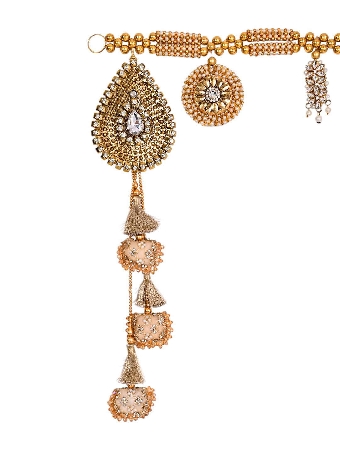 Elegant Golden & Pearl Toran with Designer Tassels