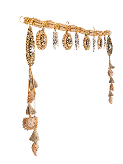 Elegant Golden & Pearl Toran with Designer Tassels