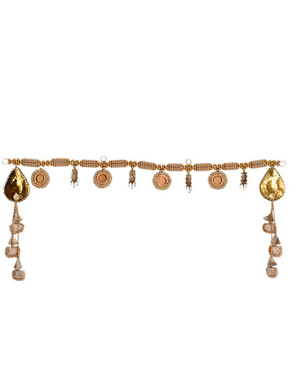 Elegant Golden & Pearl Toran with Designer Tassels