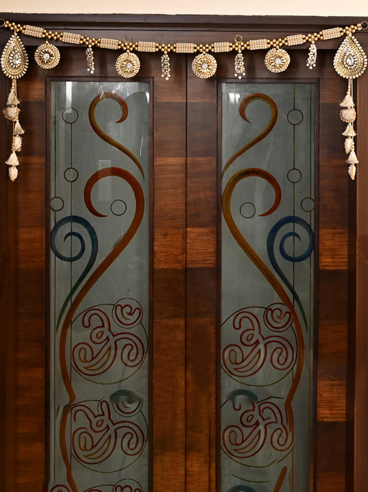 Elegant Golden & Pearl Toran with Designer Tassels