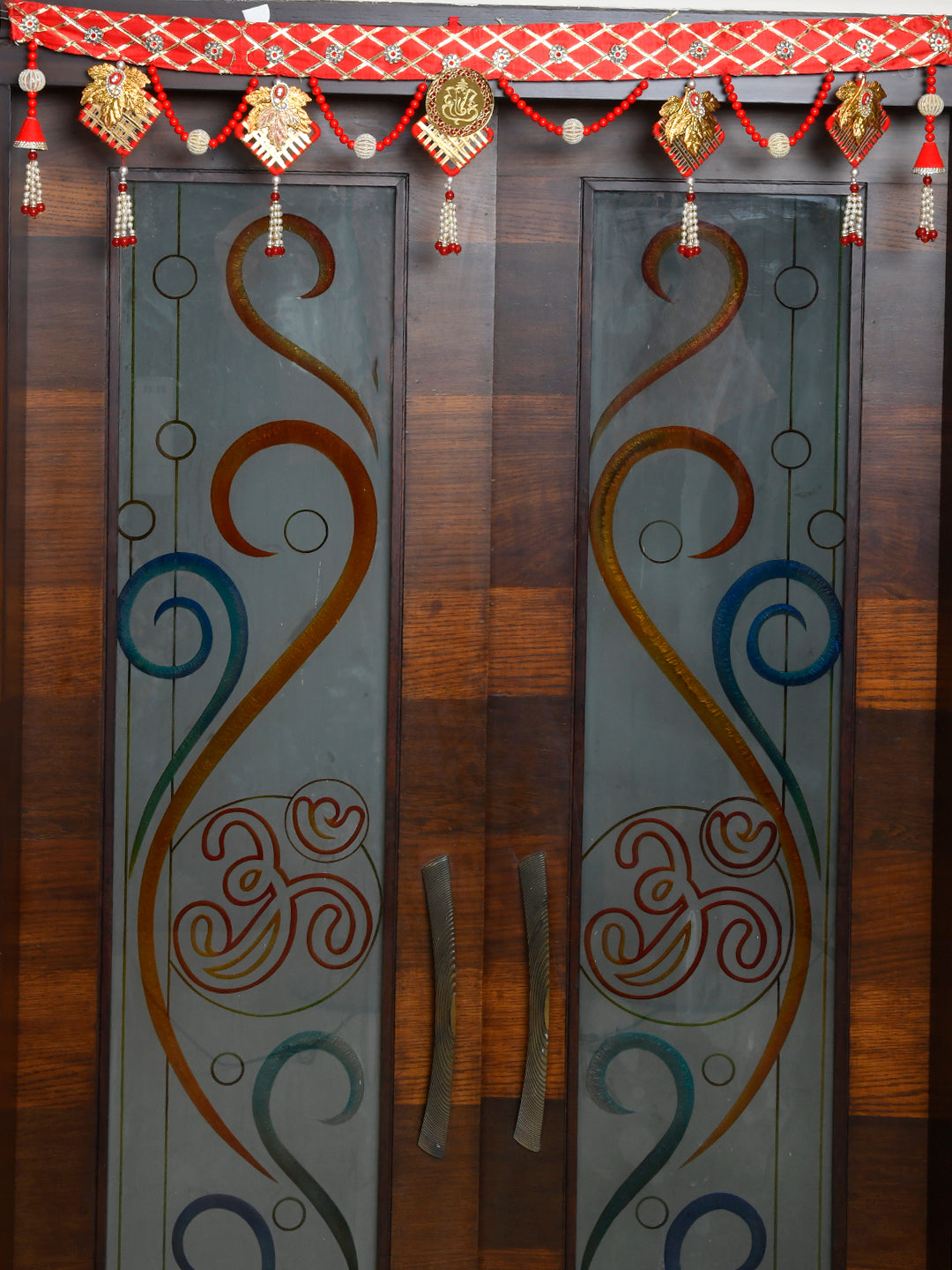 Gold Toned & Red Beaded Door Toran