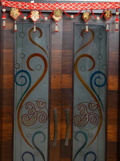 Gold Toned & Red Beaded Door Toran