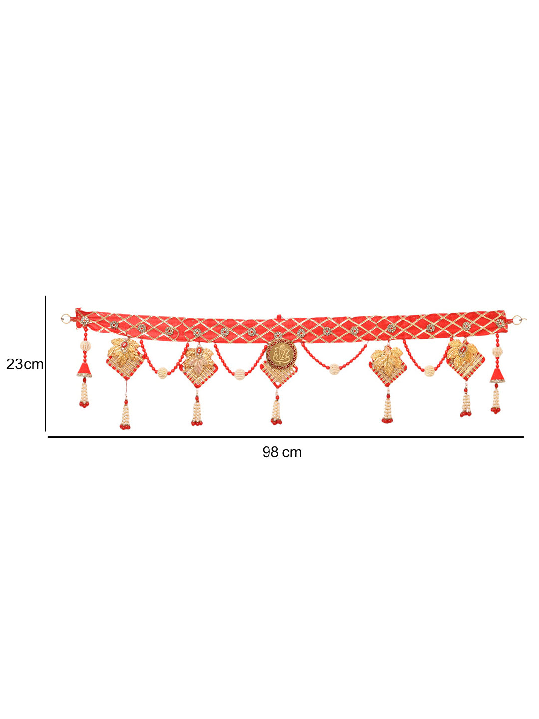 Gold Toned & Red Beaded Door Toran