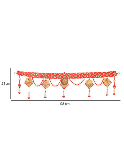 Gold Toned & Red Beaded Door Toran