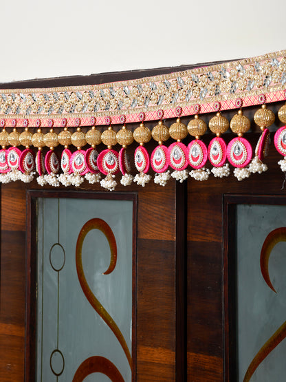 Gold Toned & Pink Beaded Door Toran