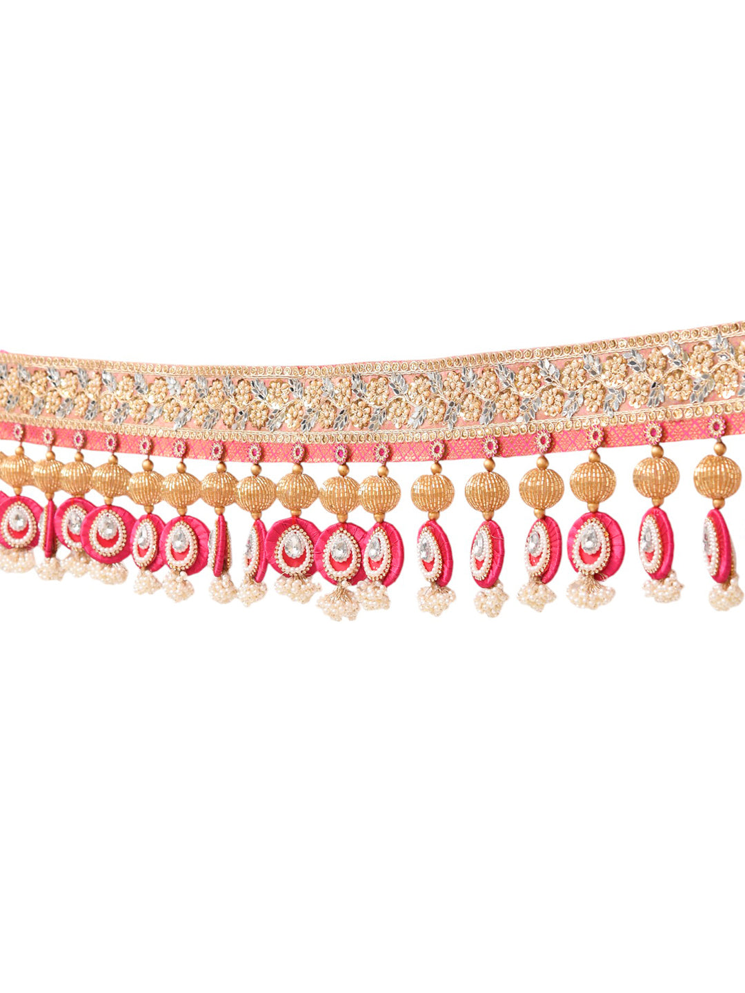 Gold Toned & Pink Beaded Door Toran