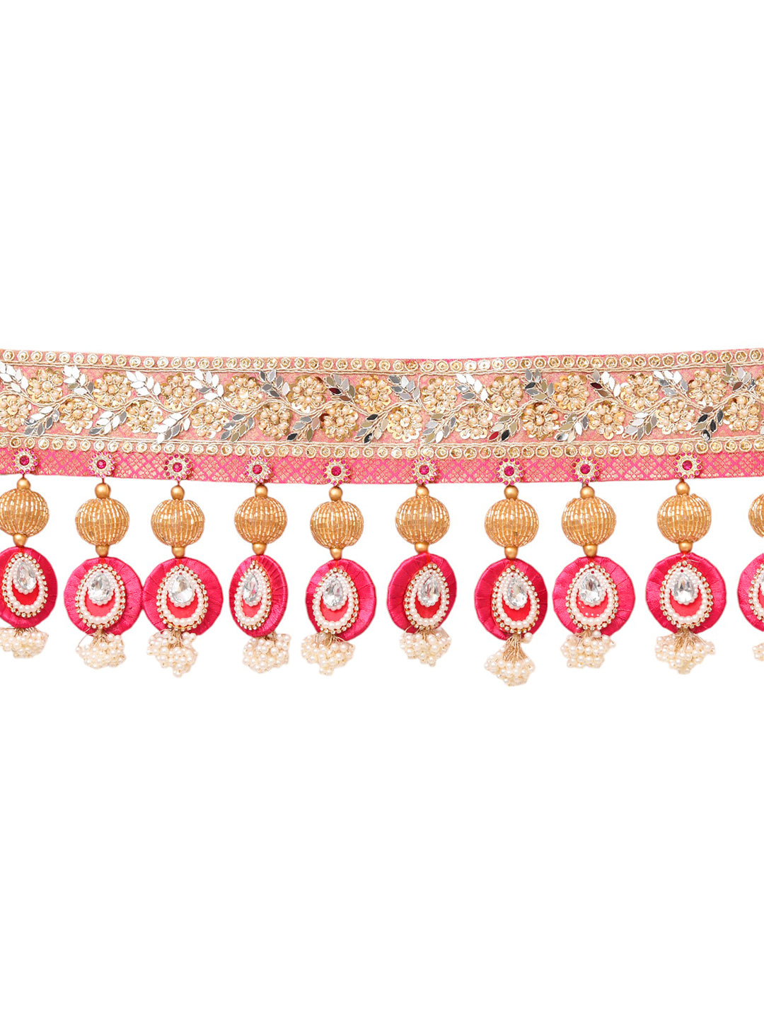 Gold Toned & Pink Beaded Door Toran