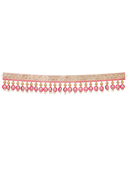 Gold Toned & Pink Beaded Door Toran