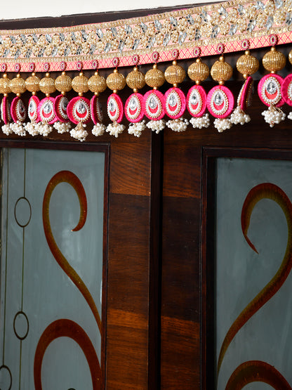 Gold Toned & Pink Beaded Door Toran