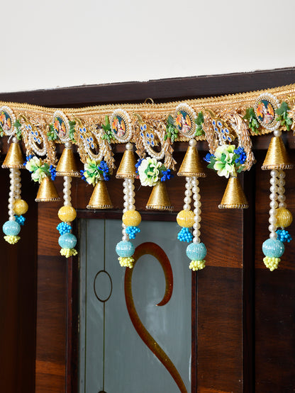 Gold Toned & Blue Beaded Door Toran