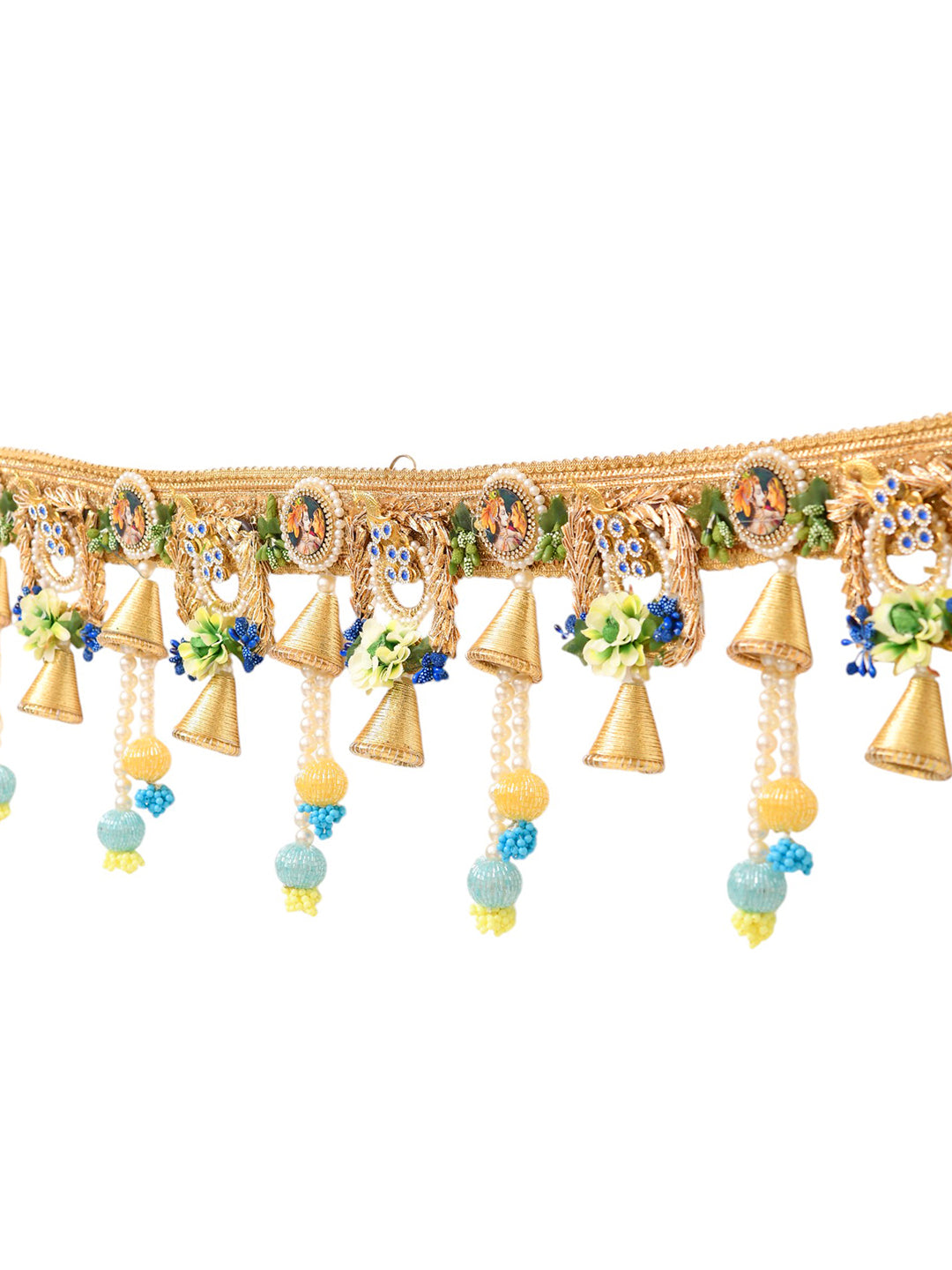Gold Toned & Blue Beaded Door Toran