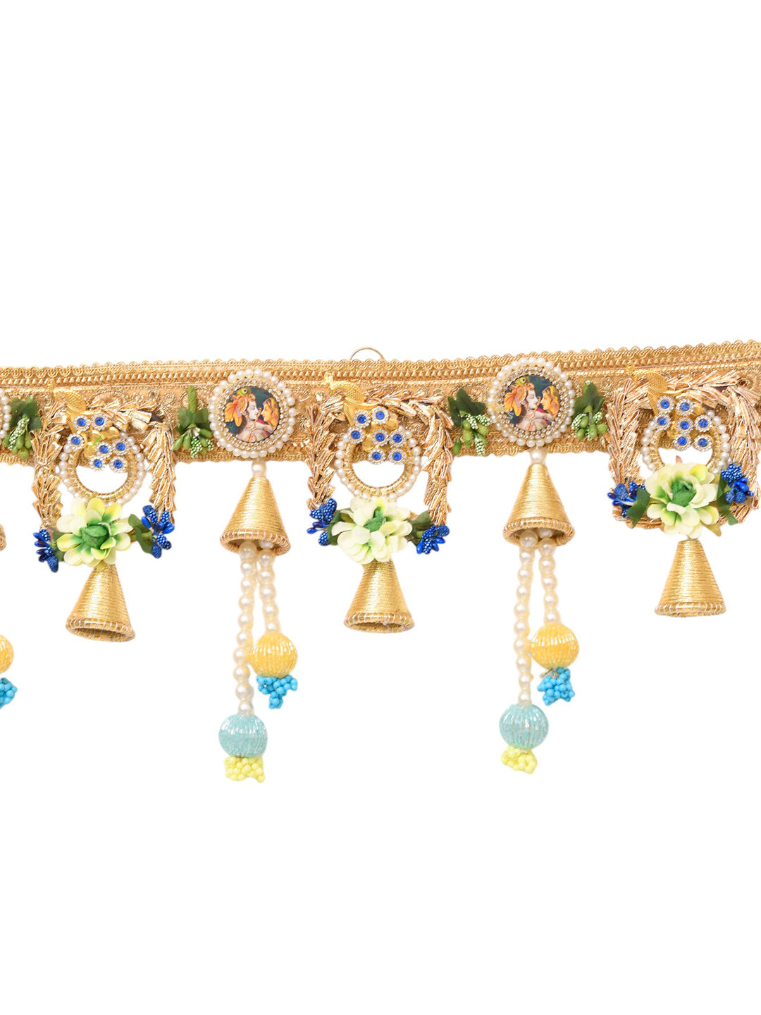 Gold Toned & Blue Beaded Door Toran