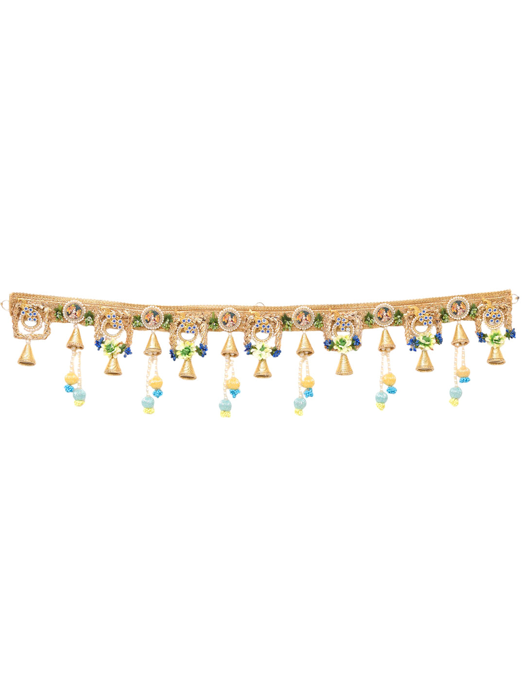 Gold Toned & Blue Beaded Door Toran