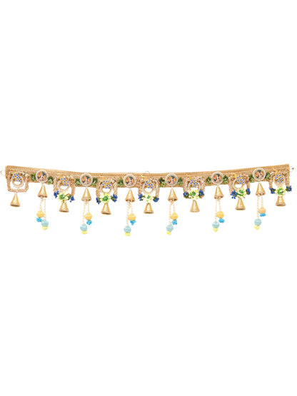 Gold Toned & Blue Beaded Door Toran