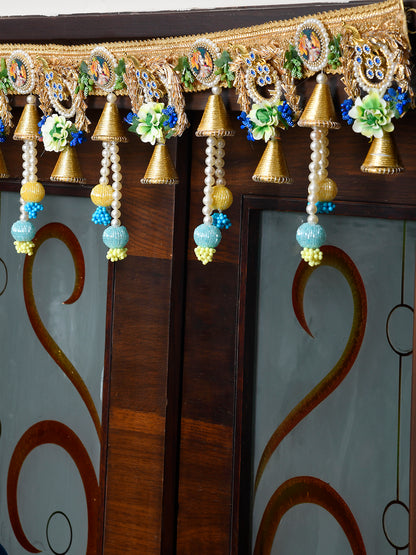 Gold Toned & Blue Beaded Door Toran
