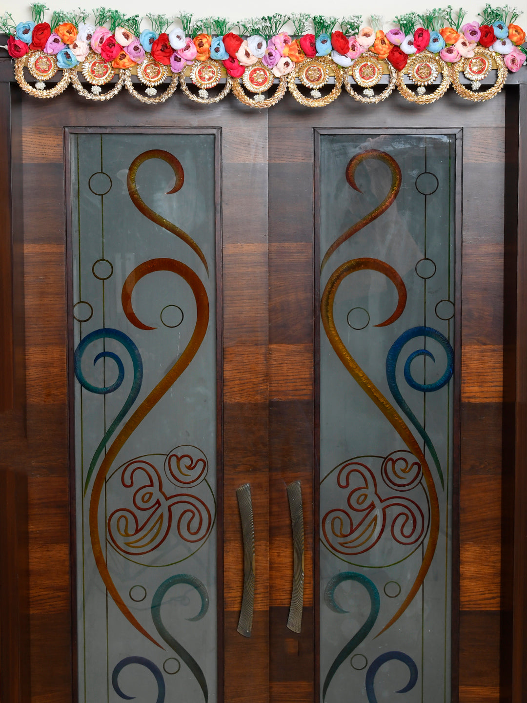 Gold Toned & Red Floral Beaded Door Toran