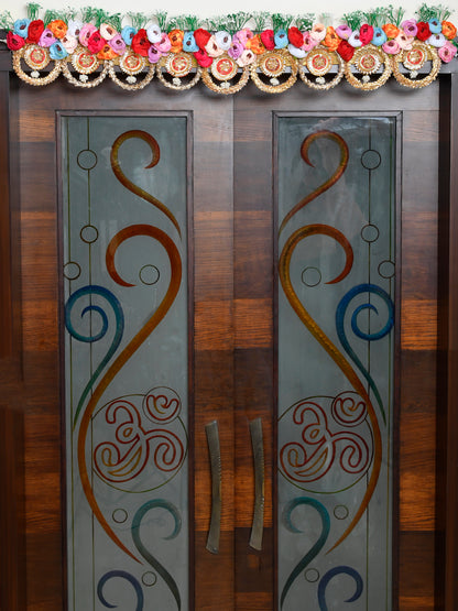 Gold Toned & Red Floral Beaded Door Toran