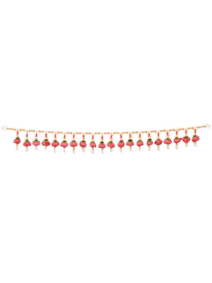 Gold Toned & Pink Floral Beaded Door Toran