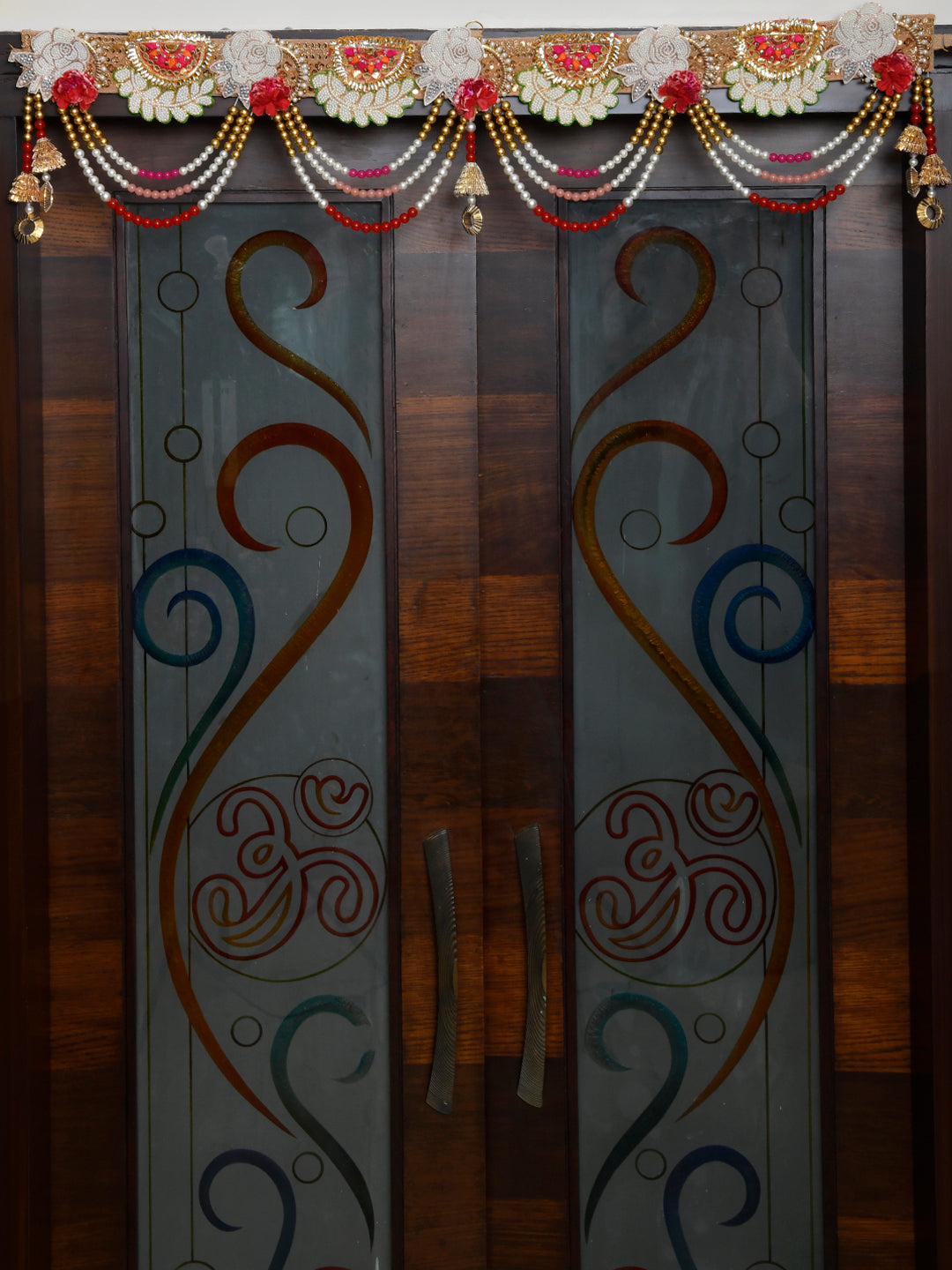 Gold Toned & White Beaded Door Toran