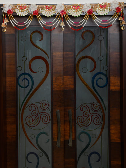 Gold Toned & White Beaded Door Toran