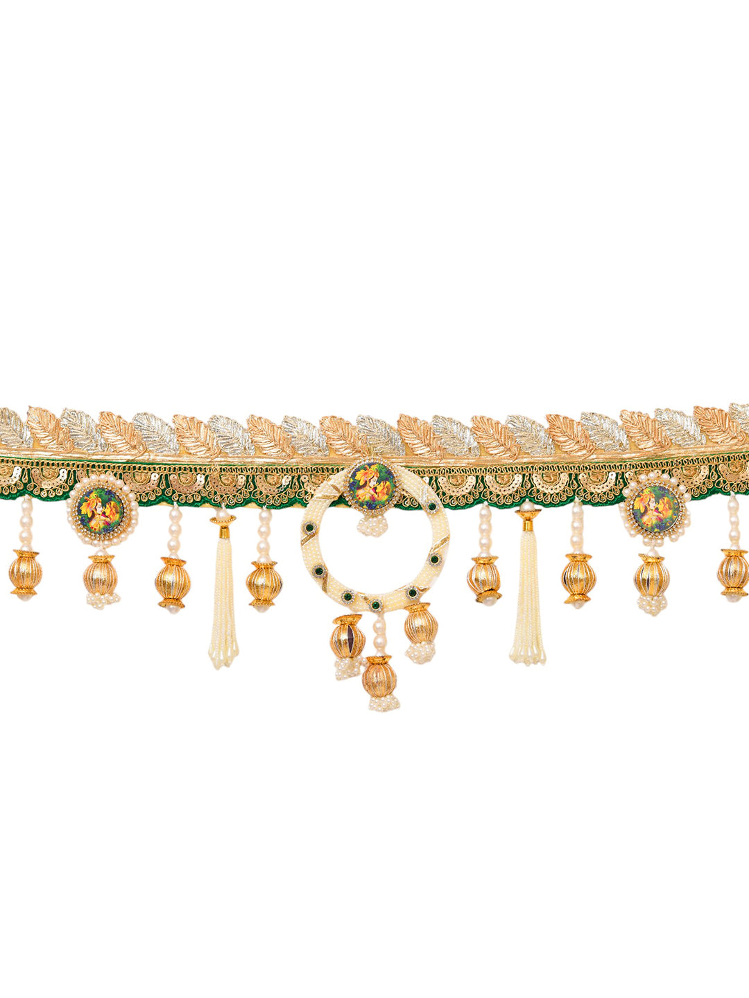Gold Toned & White Beaded Door Toran