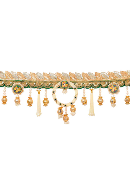 Gold Toned & White Beaded Door Toran