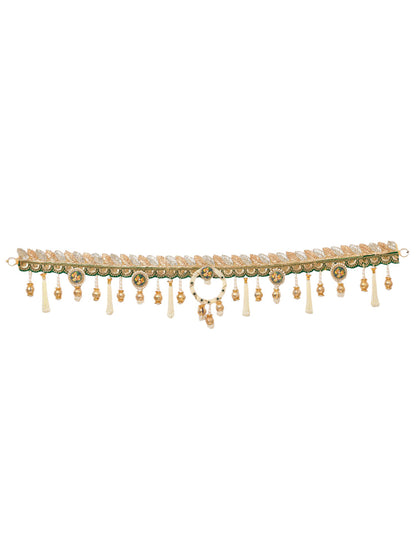 Gold Toned & White Beaded Door Toran