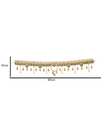 Gold Toned & White Beaded Door Toran