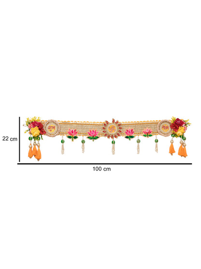 Pink & Green Embroidered Beaded Door  Toran