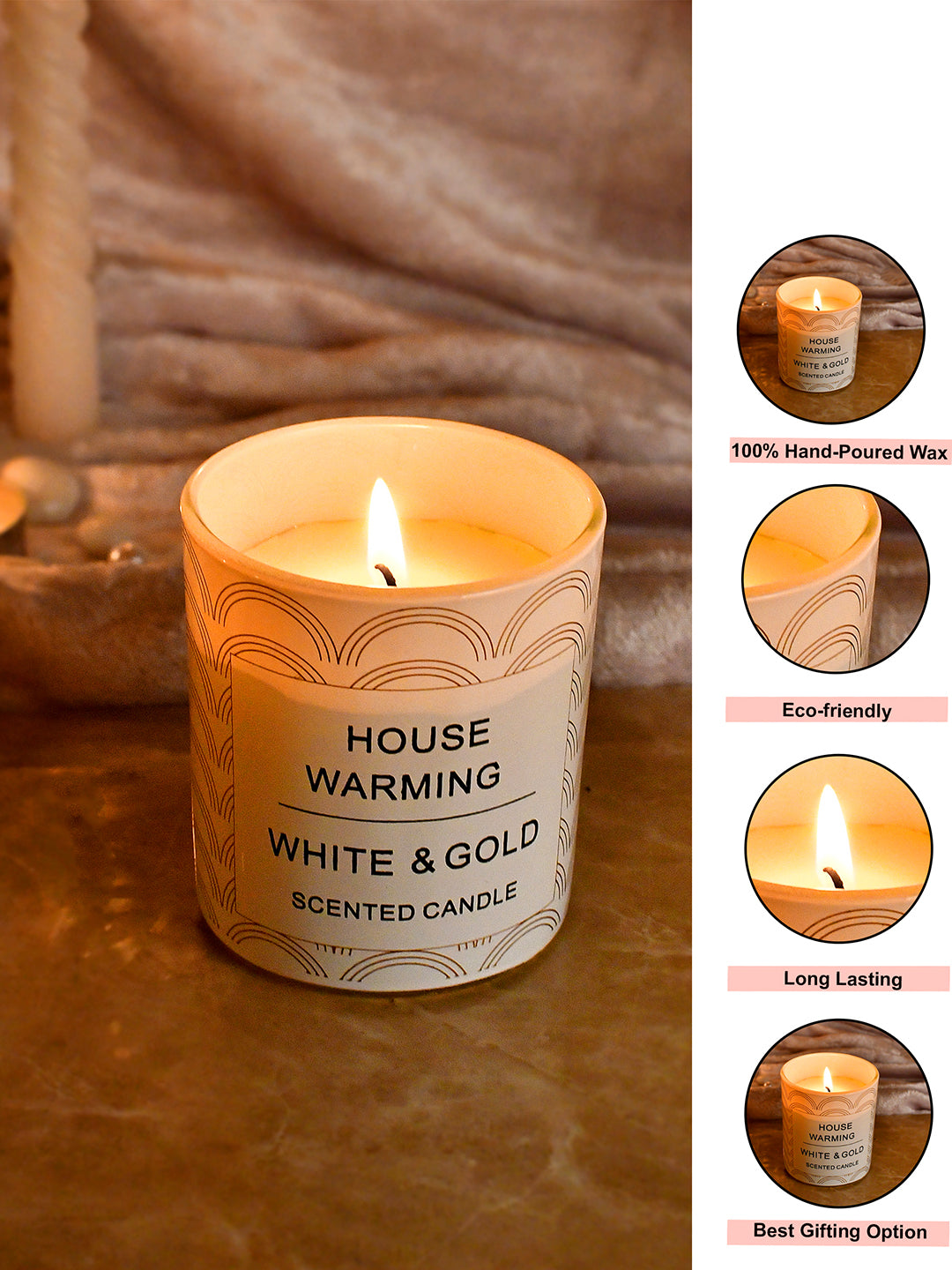 White & Gold Scented Candle