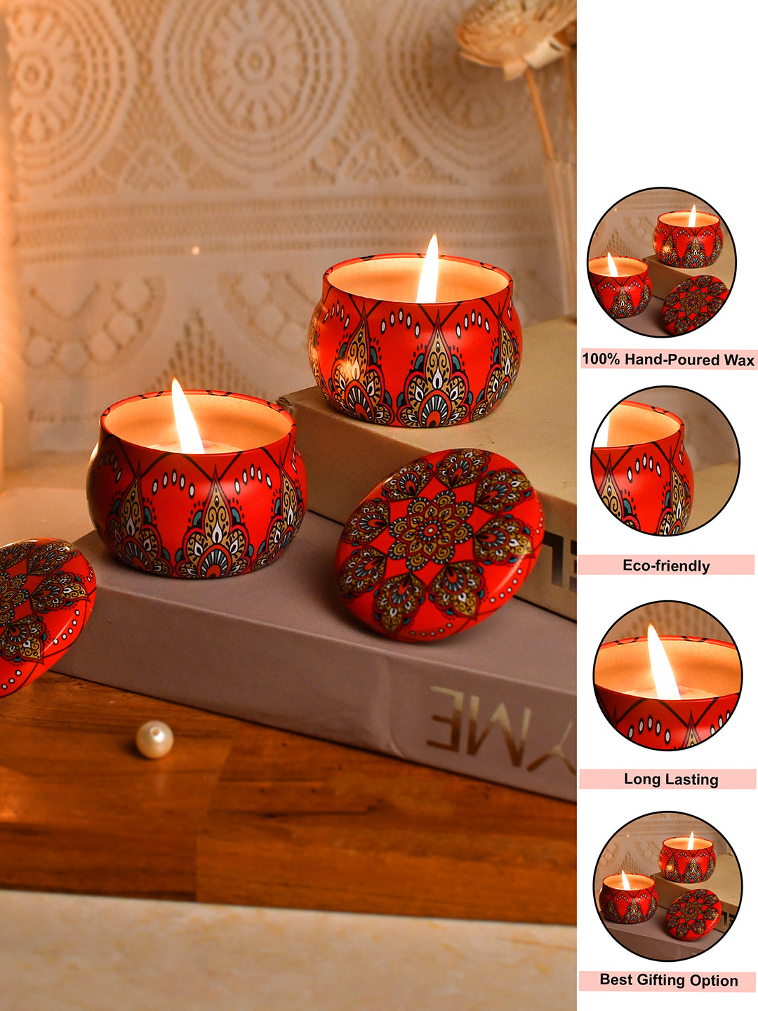 Red Printed Candle Jar