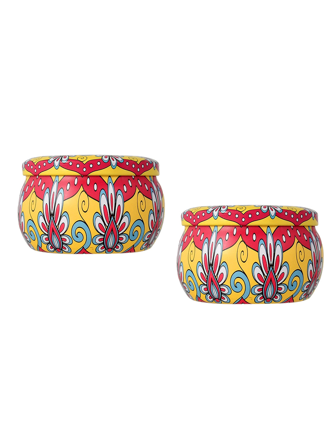 Yellow & Red Printed Candle Jar