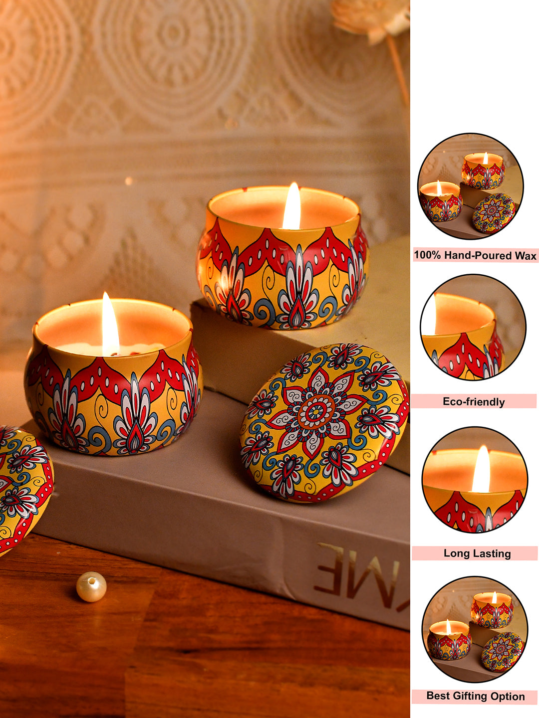 Yellow & Red Printed Candle Jar