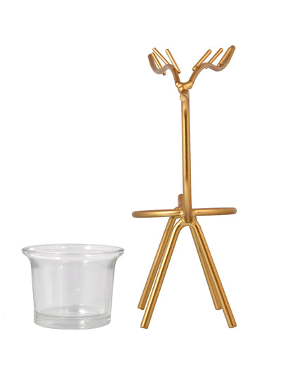 Golden Reindeer Tealight Candle Holder