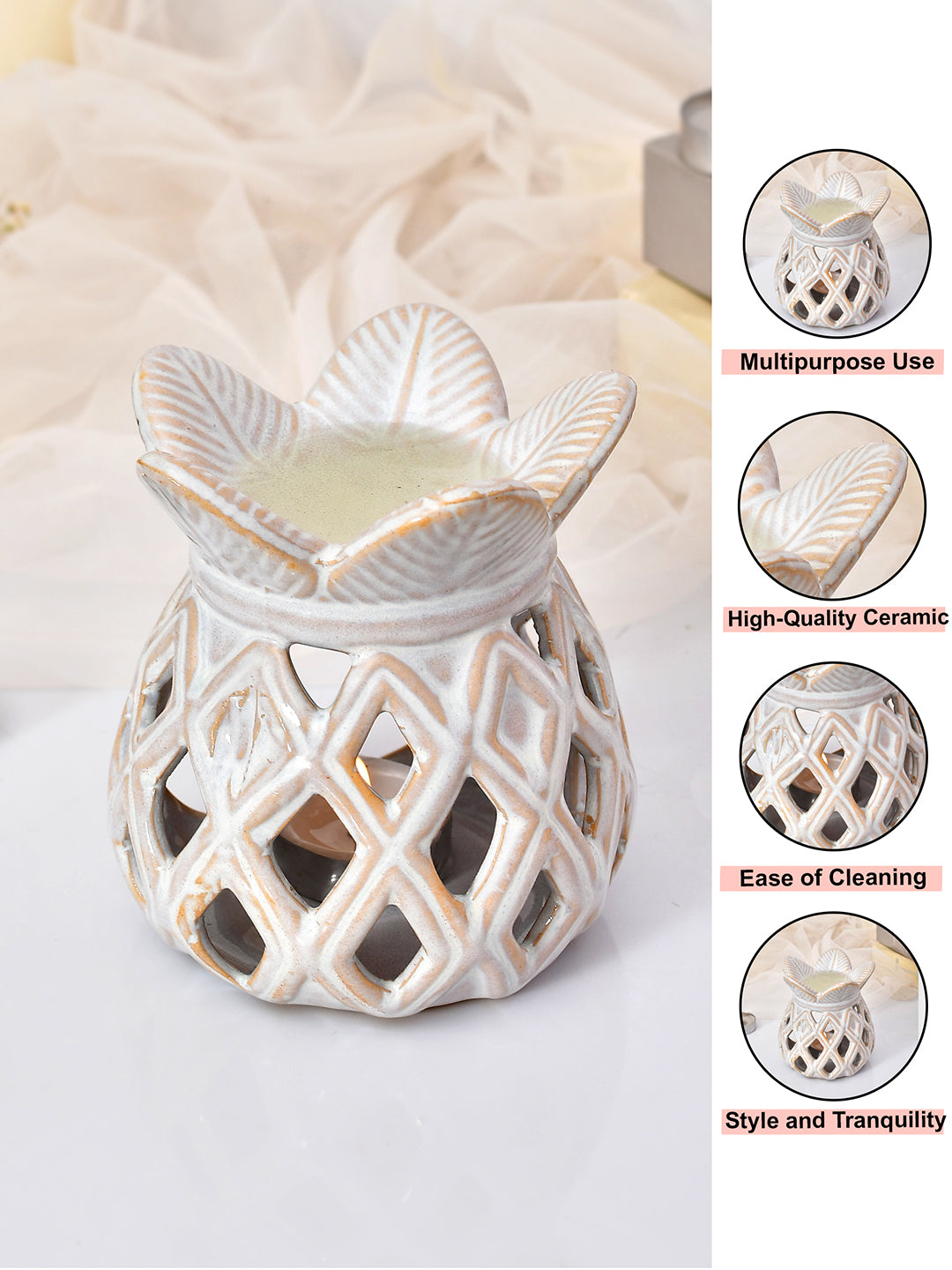 White Ceramic Pineapple Aromatherapy Oil Diffuser