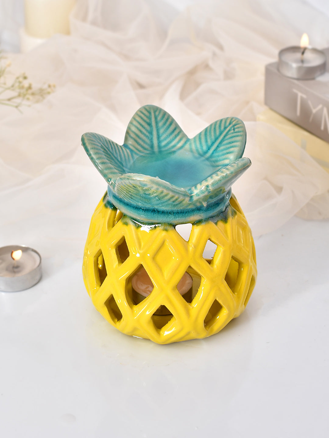 Yellow Ceramic Pineapple Aromatherapy Oil Diffuser