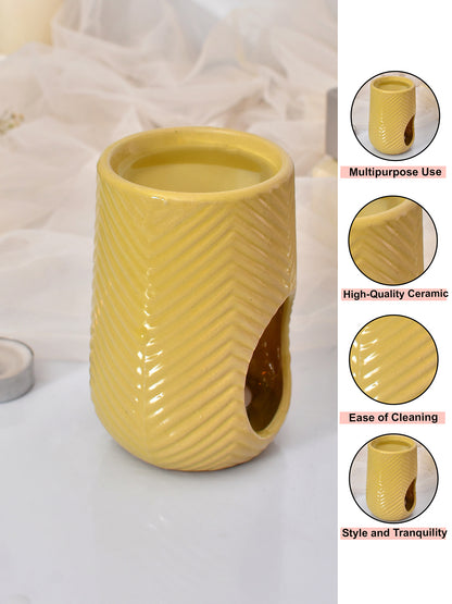 Yellow Artisanal Oval Ceramic Aroma Oil Diffuser