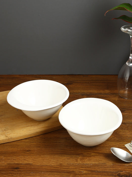 set of 2 White Porcelaine Profound Noodle/Cereal Bowls