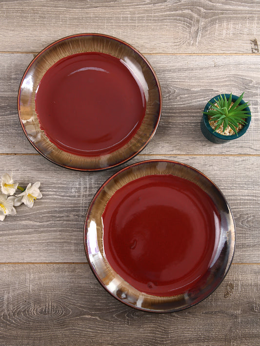 Classic Red Ceramic Plates Set of Two