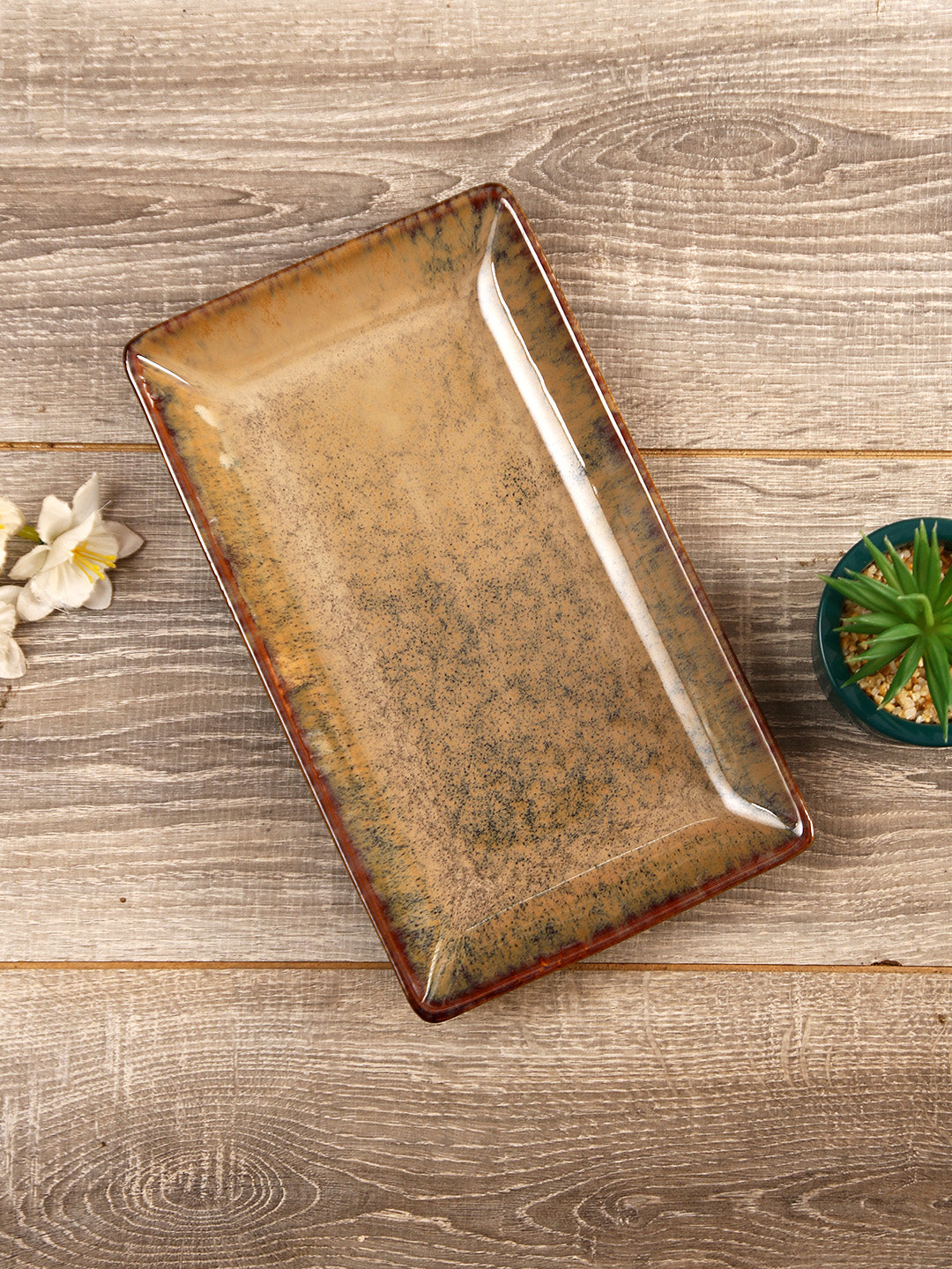 Rectangular Ceramic Platter in Natural Tone